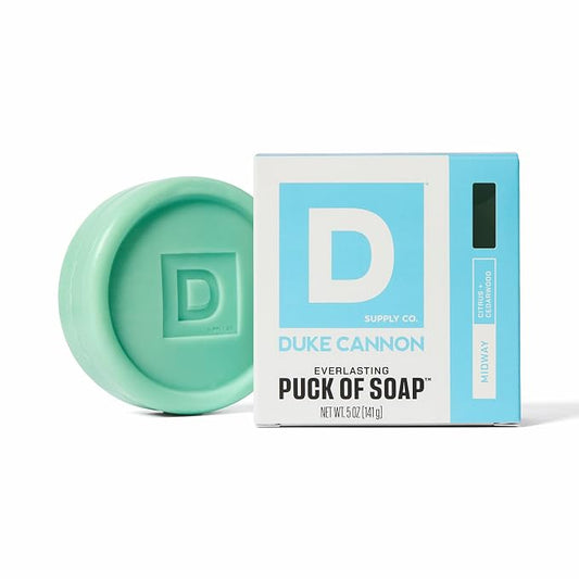 Duke Cannon Supply Co. Bar Soap Puck - Men's Rounded Bar Soap With Masculine Scents - Hydrating & Deep Cleaning - Disc-Shaped Mens Soap - All Skin Types - Midway,5 oz