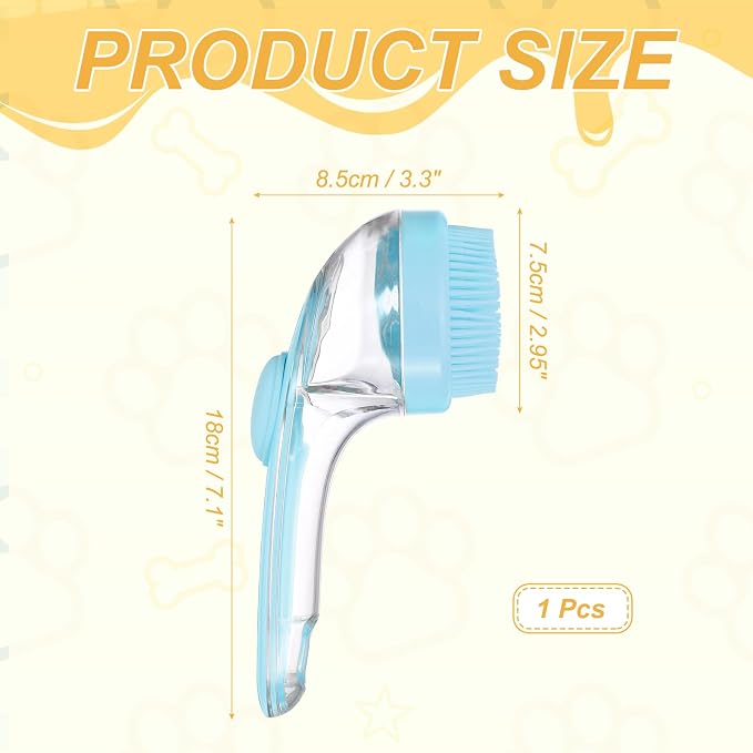 Pet Bath Brush, Dog Shampoo Brush New 2 in 1 Grooming Massage Scrubber Bubble Maker with Ring Built-in Shampoo Dispenser(2Pcs,Fine Bristled,Blue), for Long Short Hair Cats Shower