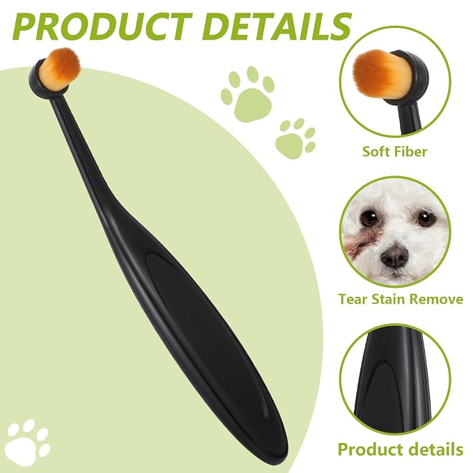 Yuanchu Dog Cat Eye Powder Brush, 4 Pack Dog Tear Stain Remover Brush Washable Fiber Pet Tear Stain Remover Brush for Safely And Evenly Apply Tear Stain Powder Ergonomic Handle Long Tapered Bristles