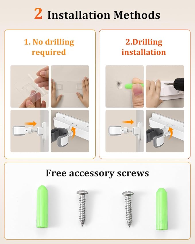 Sliding Hair Dryer Holder Stand Wall Mounted, Angle-Adjustable Blow Dryer Stand with Adhesive & Screw Mounting, Hair Dryer Stand Hands Free for Vanity, Bathroom, Salon (Sliding Type)