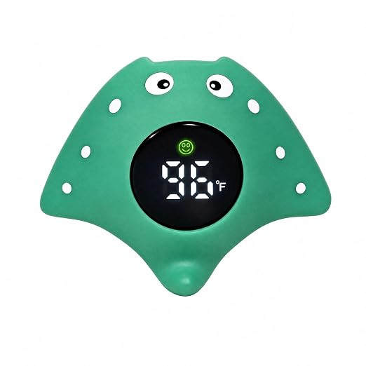 Baby Bath Thermometer, Manta Ray Won't Flip Over, 3-Icon Alert, Auto On/Off | Floating Digital Bathtub Water Thermometer for Newborn Infant Toddler, IP67 Waterproof, BPA-Free ABS, °F/°C, Battery Included