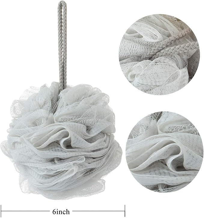 Bath Sponges, Shower Loofah for Body Exfoliation(3 pcs, Brown&Gray&Pink)