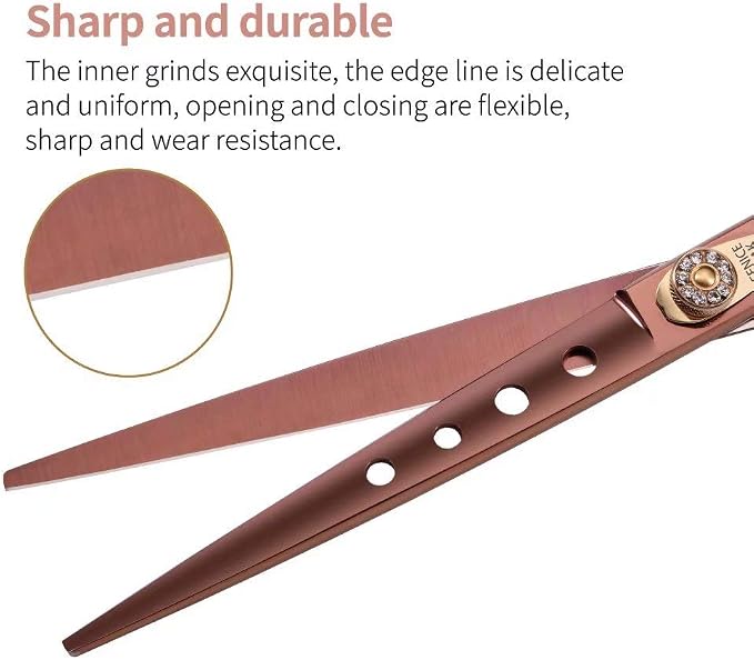 Dog Grooming Scissors Pet Cutting Scissors Professional Dog Scissors for Grooming Shears for Dogs and Cats 440C Japanese Stainless Steel Dog Trimming Shear Edge Scissors(7'')