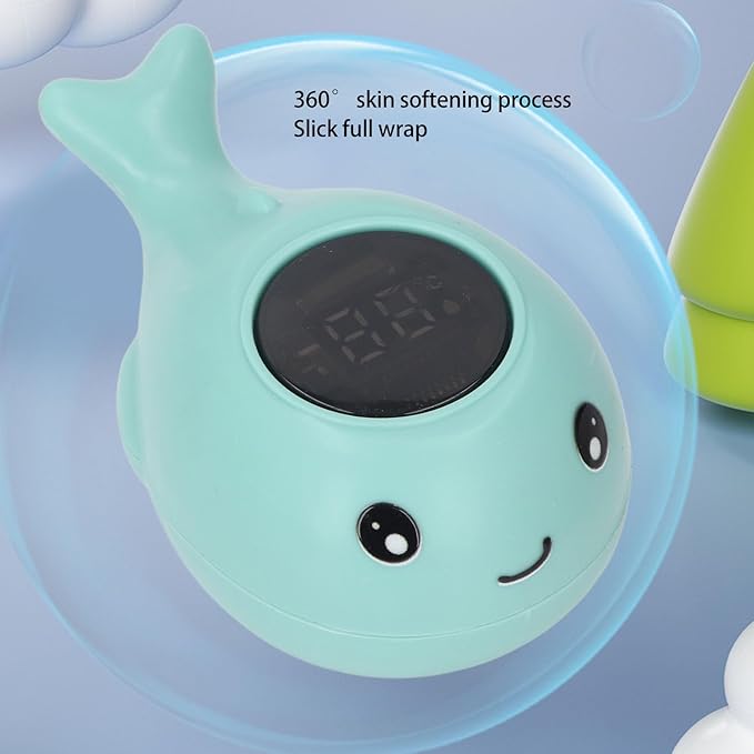 Bath Thermometer Floating Toy with 3 Color Temperature Indicator for Infant Bathing, Instant Reading Safety Alert, Whale Shape Water Temperature Thermometer