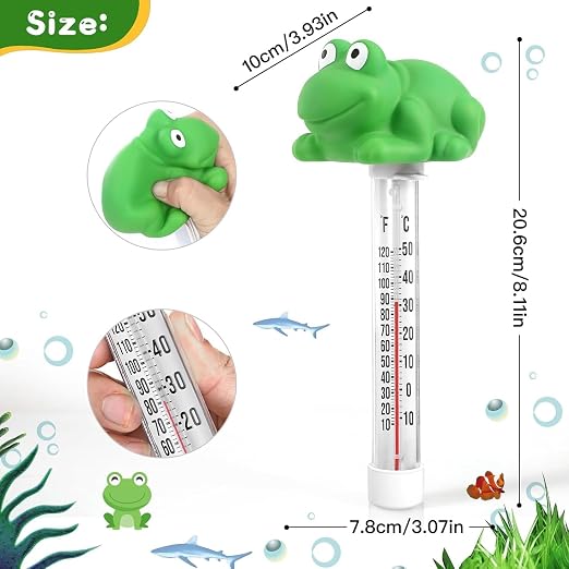 Floating Pool Thermometer, Large Display with String Easy to Read, Shatter Resistant, Water Temperature Thermometer for Outdoor & Indoor Swimming Pools, Spas, Hot Tubs,Ice Bath & Aquariums (Frog)