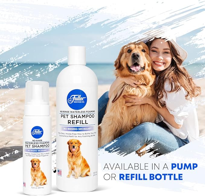 Fuller Brush No‑Rinse Waterless Foaming Pet Shampoo – 16 oz Refill Bottle, Dry Shampoo for Dogs Cleans, Conditions & Moisturizes – Fresh Clean Fragrance (2 Refill Bottles)