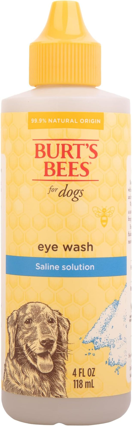 BURT'S BEES FOR PETS Dog Eye Wash with Saline Solution, Gentle Eye Cleaner for Dogs and Puppies, Tear Stain and Debris Rinse for Sensitive Eyes, Natural Origin Formula, 4 Fl Oz