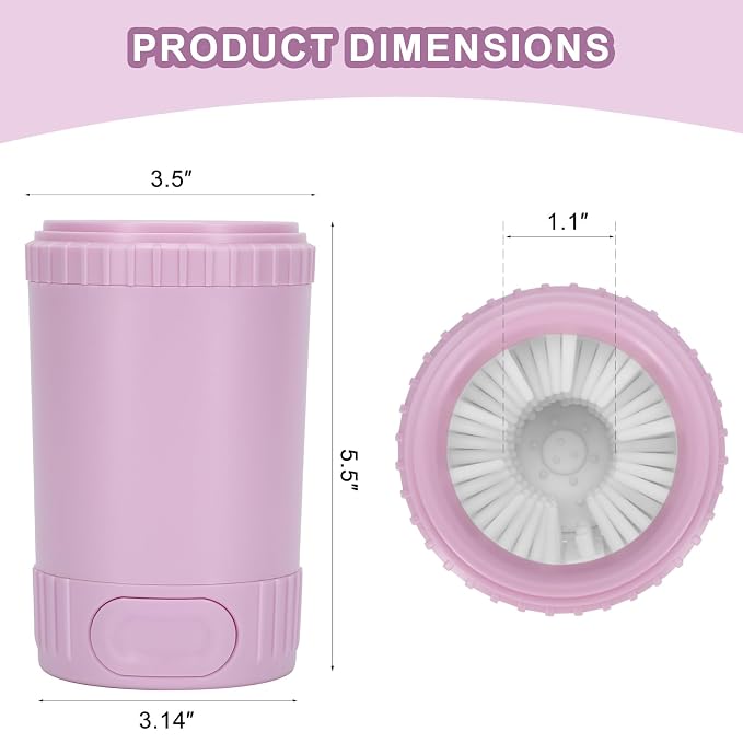 Dog Paw Cleaner, Pet Foot Washer for Small Medium Dogs Cat, Grooming Essentials to Wash Muddy Puppy Feet (Pink)