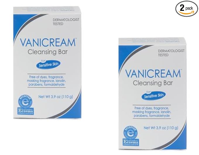 Vanicream Cleansing Bar For Sensitive Skin, Unscented 3.9 Ounce (Pack of 2)