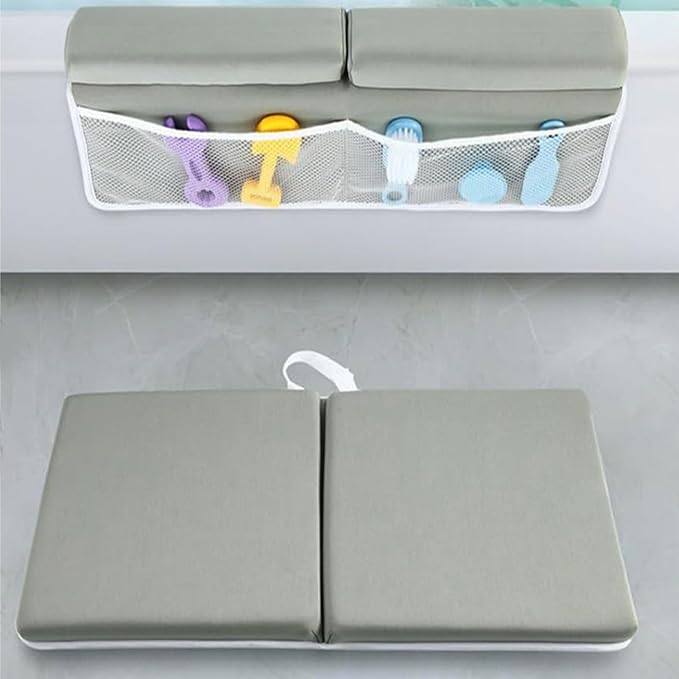 banapoy Bath Kneeler and Elbow Rest Pad, Non Slip Bath Kneeling Pad Mat with Elbow Support & Toys Organizer for Baby Infant Toddler Bathing Bathtub