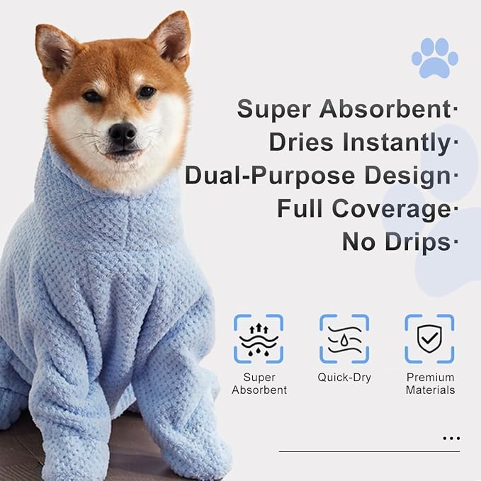 MANON ROSA Dog Bathrobe Towel - Absorbent Microfiber Robe for Large Dogs and Cats - Quick-Drying Pet Drying Towel for After Bath Pool Beach (XXX-Large Fits Pets 40-45lbs Back Length 32")