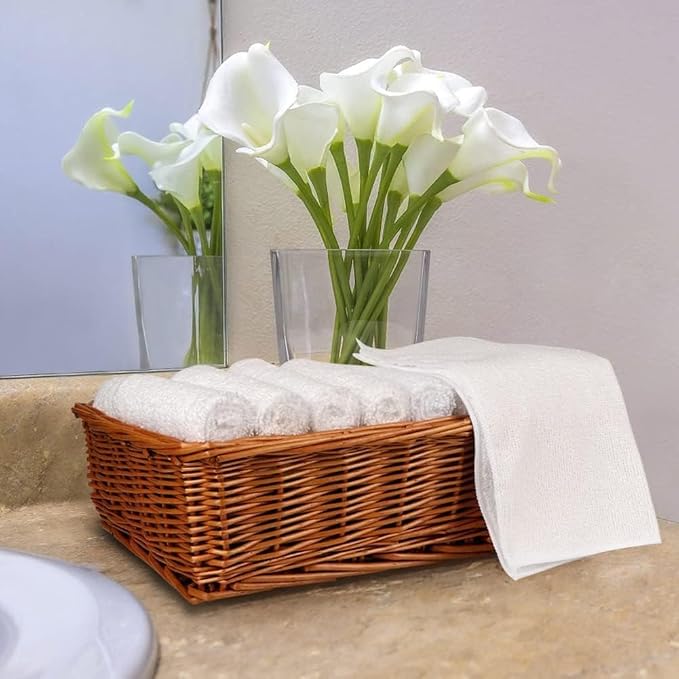 Orighty Washcloths Bulk, 100 Pack Highly Absorbent & Soft Feel Microfiber Face Towels, Multi-Purpose Wash Cloths & Hand Towels for Bathroom, Hotel, Spa, and Gym, 12x12 Inch, White