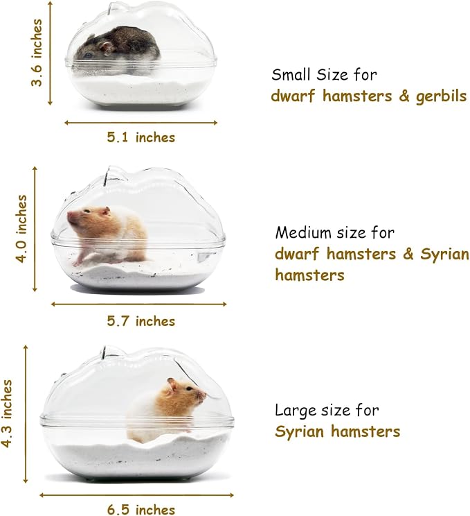 Hamster Sand Bath Container, Hamster Sand Bath Box, Hamster Sand Bathtub with Cleaning Scoop, Big Space, Easy to Clean, Avoid Bath Sand Out, Perfect for Dwarf Hamster (Medium)