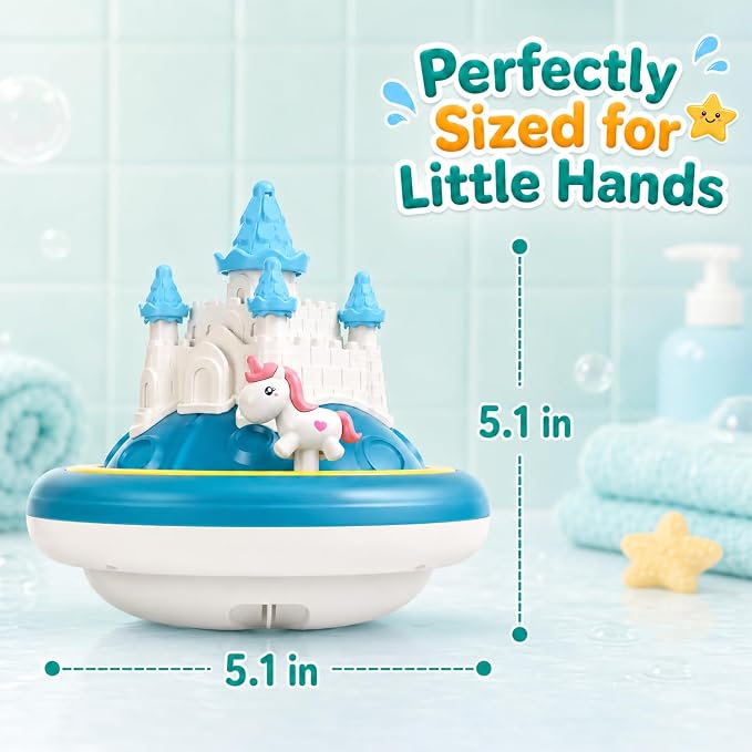 Baby Bath Toys for Toddlers, Unicorn Light Up Bathtub Toy for Toddler, LED Color-Changing Lights and Automatic Water Spray Castle Bathtub Water Toy for Kids 1 2 3 4.