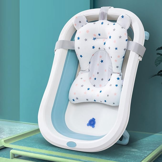 Baby Bath Pad, Breathable Soft Sink Baby Bath with Connectable Bath Mat, Bathtub Mat, Adjustable Nonslip Newborn Toddler Bath Cushion for 0 to 12 Months