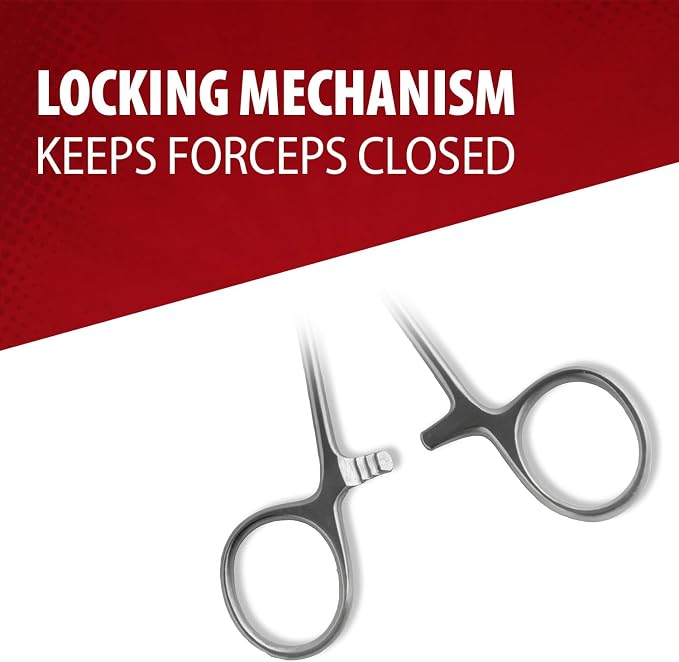 Jeffers Stainless Steel Artery Forceps Needle Holder, Locking Hemostat Veterinary Surgical Instrument, Stainless Steel Clamp, Suture Tool, Ligation Forceps, Vet Medical Tool - Curved 6.5"