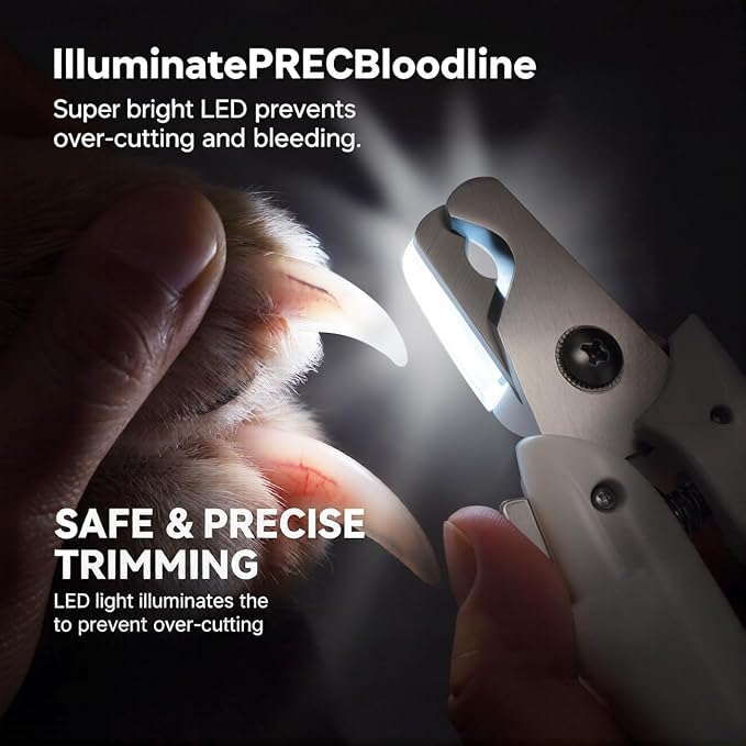 Professional Dog & Cat Nail Clippers – LED Light Dog Nail Clippers with Safety Guard, Ergonomic Pet Nail Clippers for Puppies, Small & Large Dogs, Dog Toenail Clippers, Cat Nail Trimmer