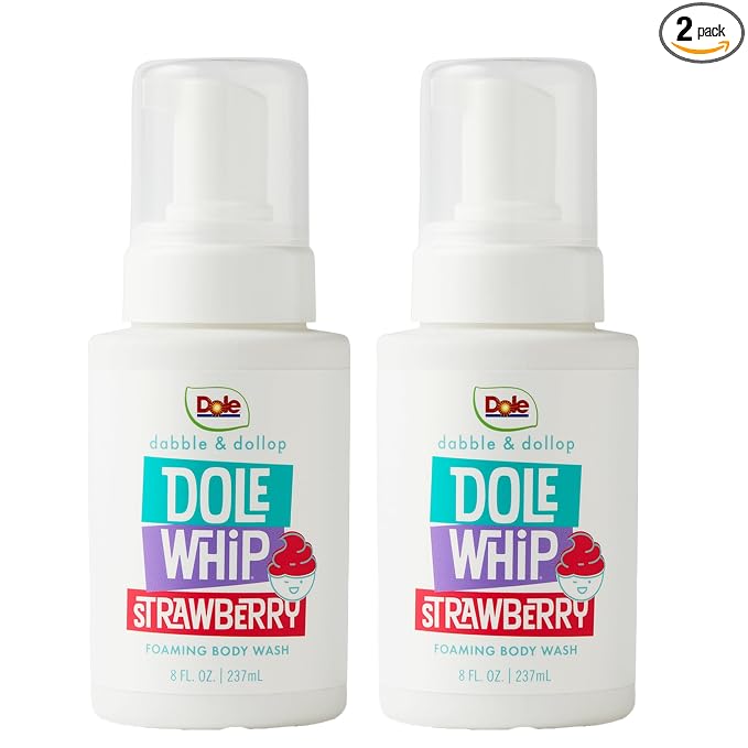 Dabble & Dollop Dole Whip® Strawberry Foaming Body Wash 2-Pack - Natural Origin Scent, Gentle Body Wash for Kids, Toddlers & Family, Sensitive Skin, Sulfate & Paraben Free (8 fl oz, Pack of 2)