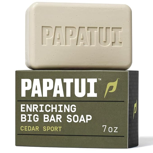 PAPATUI by Dwayne Johnson Enriching Bar Soap for Men | Hydrating Daily Cleanser | Moisturizes with Mango Butter and Avocado Oil | Cedar Sport | 7oz