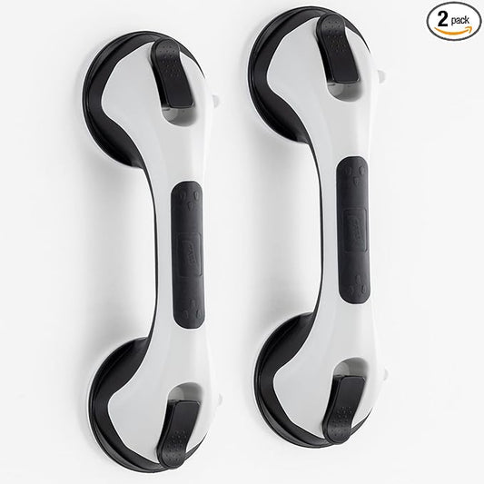 TAILI Shower Grab Bar Glow in The Dark, 2 Pack 12.2 in Grab Bars for Bathtubs and Showers, Shower Handle Shower Rail for Seniors and Elderly,Bathroom Safety Grip Removable No Drilling Waterproof Black