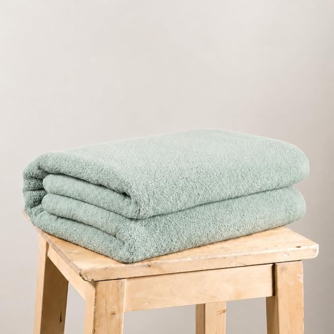 SALBAKOS 100% Turkish Cotton Jumbo Bath Sheet Towel Oversized 40x80 inch | Premium Hotel & Spa Quality, Soft, Absorbent, XL Bath Towels | Made in Turkey (Pack of 1) (Seafoam Green, Jumbo Bath Sheet)