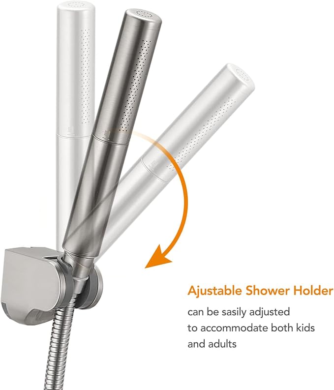 BESy Brass 2 In 1 Function Handheld Shower Head Set High Pressure 7 Inch Shower Head High Flow Hand Shower Wand with 59 Inch Hose, Bracket, Brushed Nickel