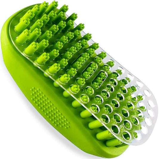 Rubber Curry Brush for Short Haired Dogs, Gentle Curry Comb with Removable Screen, Use Wet as Bath Scrubber or Dry for Grooming Loose Hair