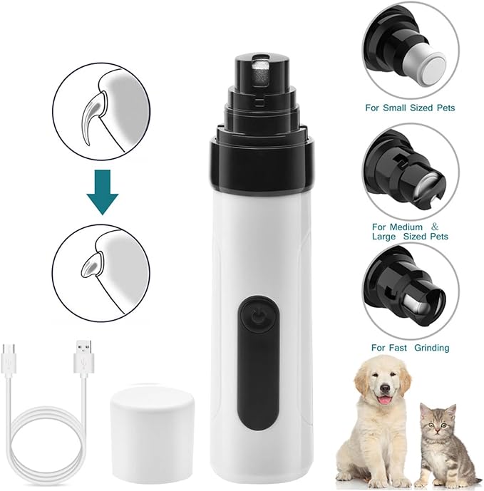 Silent Groom Pro Nail Grinder with 3-Level Battery Indicator – Ultra-Quiet (<40dB) Electric Pet Nail Trimmer for Small & Large Dogs | 2-Speed (6050-7700RPM) & Quick Sensor |USB Rechargeable