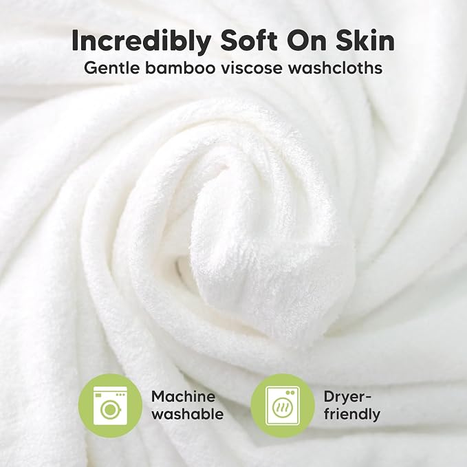 6-Pack Baby Washcloths, Soft Absorbent Washcloths for Face, Body (Soft Lilac) | Viscose from Bamboo Washcloths, Baby Towels, Newborn, Kids, Toddlers, Infant, Gentle on Sensitive Skin, 10x10, Reusable