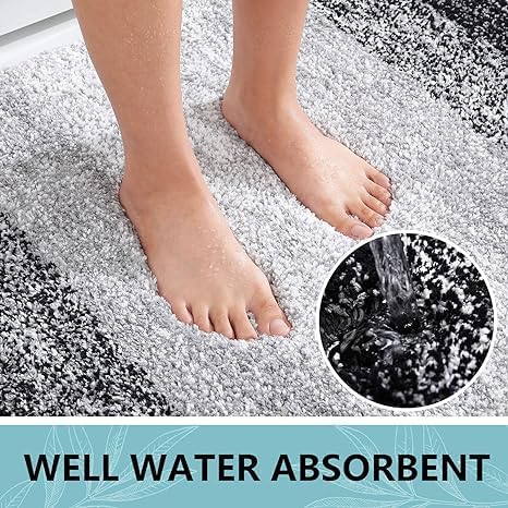Arotive Microfiber Bathroom Rugs, Shaggy Soft and Absorbent Bath Rug, Thick Plush Machine Washable Dry Bath Mats for Bathroom, Tub and Shower, 54x24, Black, Rectangular