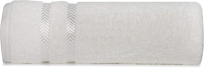 CASA COPENHAGEN Ember, 500 GSM, 27x55 Inches Large Bath Towels, Set of 4 Towels, Super Soft and Absorbent, Egyptian Cotton Towels for Bathroom & Shower - Light Grey +White +Black +Dark Grey