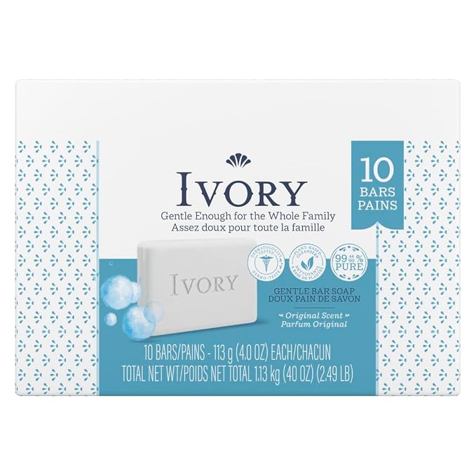 Ivory Clean Original Bar Soap, 4 Ounce, 10 Count (Pack of 2) Total 20 Bars