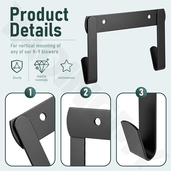 Dryer Wall Mount Bracket/Heavy Duty Pet Hair Dryer Holder Compatible with K9 Dryers and Dog Grooming Station-DogGrooming Supplies/Accessories (Black)