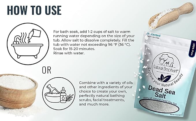 Natural Elephant Dead Sea Bath Salt | 10 Pound Bag (160oz) | 100% Natural and Pure| Coarse Grain | Ideal for Baths and Soaks