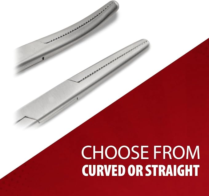 Jeffers Stainless Steel Artery Forceps Needle Holder, Locking Hemostat Veterinary Surgical Instrument, Stainless Steel Clamp, Suture Tool, Ligation Forceps, Vet Medical Tool - Curved 6.5"