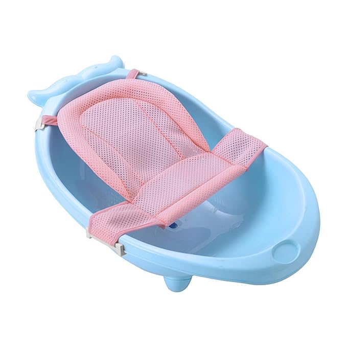 Baby Bath Seat Support Net Infant Bathtub Mesh Cushion Newborn Baby Shower Lie Seat Toddler Bathing Breathable Mat Shower Pad for 0-18 Months