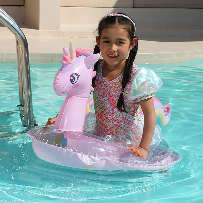 AIYUENCICI Baby Swimming Float, Inflatable Floatie Raft with Handle, Children Waist Float Ring Kids Water Pool Beach Party Toys, Toddler Swim Ring 8-48 Months