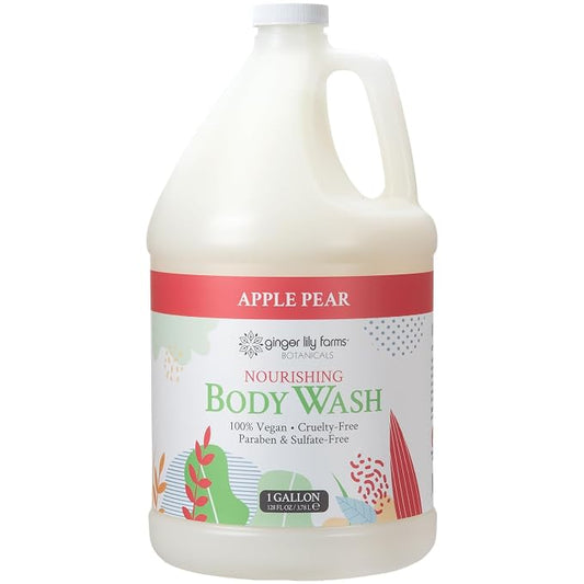 Ginger Lily Farms Botanicals Nourishing Body Wash, 100% Vegan & Cruelty-Free, Apple Pear Scent, 1 Gallon Refill (128 fl oz)