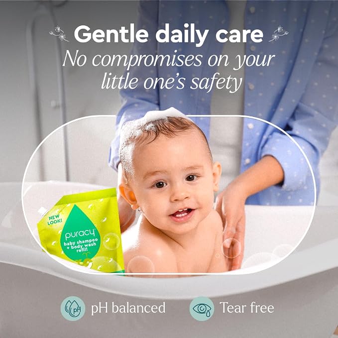 Puracy Shampoo & Body Wash for Children - Perfect Skin, Pure Ingredients - with 12 Fruit & Vegetable Extracts for Silky Smooth Skin, Gentle Citrus Grove Aromas, 98.8% from Mother Nature 48 Oz