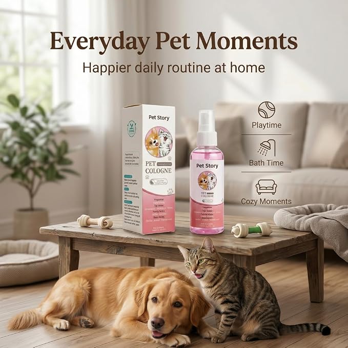 Dog Cologne & Pet Perfume Spray (Strawberry Vanilla) - Deodorizing Dog Deodorant Spray & Odor Eliminator for Dogs & Cats - Infused with Aloe Vera & Castor Oil Grooming Mist, 3.38 fl oz