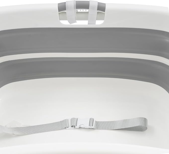 Foldable 2 in 1 Pet Bathtub with Stand, 38.8" Elevated Dog Bath Tub for Small Pets, Portable Grooming Station w/Drain Hose & Safety Belt, Small Dogs Cats Pet