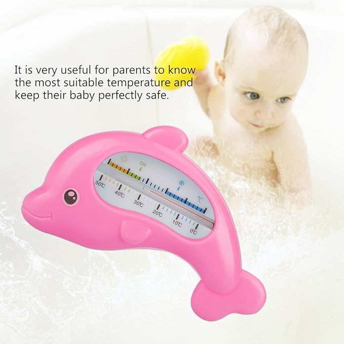 Cute Dolphin Shape Baby Bath Thermometer Children Room Temperature Meter for Bathtub or Indoor Temperature Measurement (Rose red Dolphin)