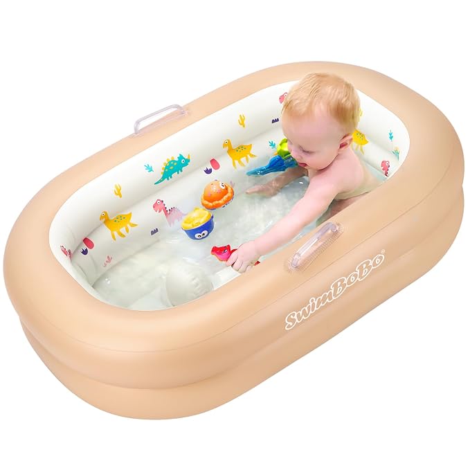 Inflatable Baby Bathtub – Soft, Portable Baby Bath for Infants and Toddlers, Easy to Inflate, Waterproof, Ideal for Home and Travel (Basic)