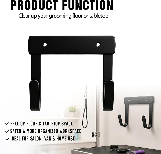 YunGlee Pet Hair Dryer Wall Mount Bracket, Heavy Duty Metal Holder Compatible with Electric Cleaner Co. K9 and Dog Grooming Station Space-Saving Accessories (1 pcs)