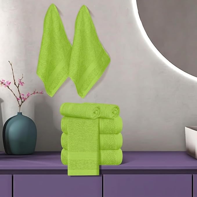 BOUTIQUO Ultra Soft Cotton Washcloths, Contains 12 Piece Face Cloths 12x12 inch, Ideal for Everyday use Face Towels, Compact & Lightweight Multi Purpose Washcloths - Kiwi Green