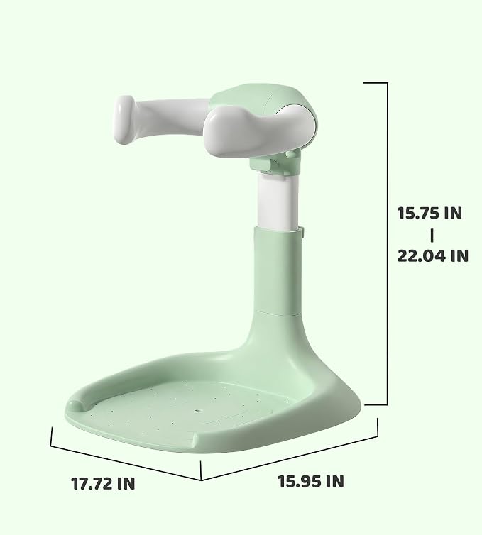 Baby Bath Stand, Foldable Standing Bathtub for Baby, Shower Stand and Bath Support for Infants and Toddlers (6–36 Months), Non-Slip Adjustable Baby Standing Support, Green