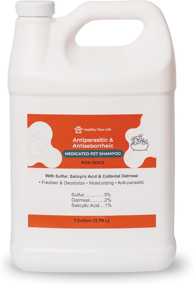 Healthy Paw Life Soothing Dog Shampoo - Cleansing Wash for Dogs & Cats, Sulfur & Salicylic Acid Formula for Skin Irritation, Surface Redness, & Tough Odors - 1 Gallon