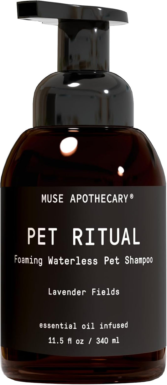 Muse Apothecary Pet Ritual Foaming Waterless Dog Shampoo - No Rinse Dry Shampoo for Dogs & Cats - Essential Oils Infused, 11.5oz Lavender Fields