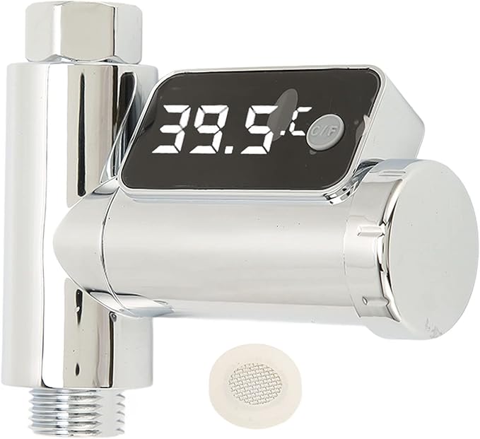 Vikye Digital Thermometer, LED Display Water Shower Thermometer Rotatable Screen, Baby Bath Water Temperature Measurement Waterproof Easy to Read