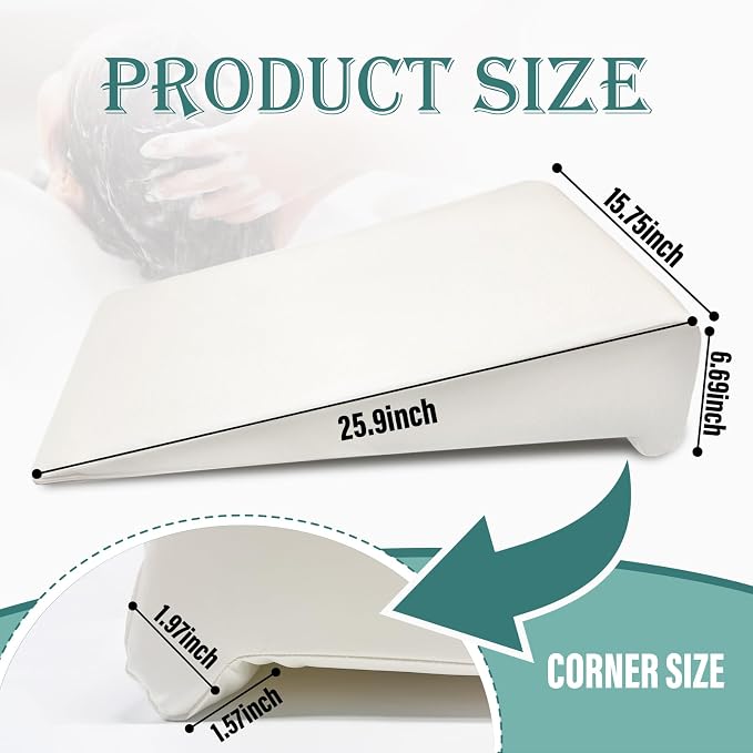 Wibeelee Hair Washing Station for Kids Waterproof Shampoo Foam Mat with Ergonomic Design Non Slip Bath Pillow Sink Soft Neck Support for Easy Hair Wash(White)